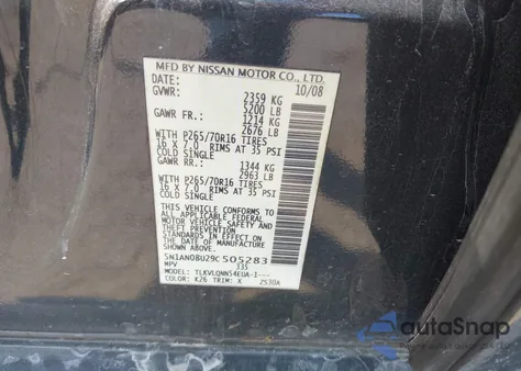 2009 Nissan Xterra X из США, поврежденный, VIN 5N1AN08U29C505283